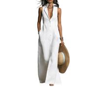 CJLLZYFX Camicette Senza Maniche e Abiti con Chiusura a Bottone per Le giornate estive, Collezione S da Donna(Bianco,as6,Alpha,XX_l,Regular,Regular)