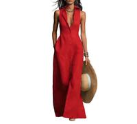 CJLLZYFX Camicette Senza Maniche e Abiti con Chiusura a Bottone per Le giornate estive, Collezione S da Donna(Rosso,as6,Alpha,l,Regular,Regular)