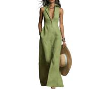 CJLLZYFX Camicette Senza Maniche e Abiti con Chiusura a Bottone per Le giornate estive, Collezione S da Donna(Verde,as6,Alpha,l,Regular,Regular)