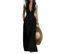 CJLLZYFX Camicette Senza Maniche e Abiti con Chiusura a Bottone per Le giornate estive, Collezione S da Donna(Nero,as6,Alpha,x_l,Regular,Regular)