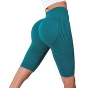 CJLLZYFX Pantaloncini da Ciclista a Vita Alta da 8", Leggings da Palestra per Il Controllo della Pancia con Antiscivolo(Verde,as6,Alpha,x_l,Regular,Regular)