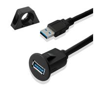 CJMUQHEHH 1 m presa USB da incasso, presa USB 3.0, cavo di prolunga USB 3.0, 10 Gbps 5 V/2 A, ricarica US B femmina da incasso per montaggio su auto, barca, moto, adattatore per montaggio a parete