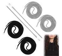 CJMUQHEHH 4 cordoncini per pantaloni da jogging, 160 cm, con coulisse, con coulisse, cordoncino in poliestere, per felpe con cappuccio, giacche, felpe, colore nero e grigio