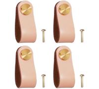 CJMUQHEHH 4 Pezzi Maniglie di Cuoio, Maniglie per Mobili, Maniglie Decorative in Cuoio con Viti, Perfette per Cucina, Camera da Letto e Soggiorno