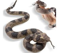 CJMYHOME Finti serpenti: rettili in gomma realistici per respingere uccelli e scoiattoli in giardino, accessori scherzosi, giocattolo divertente per bambini e adulti, idea regalo nero e grigio
