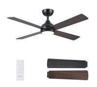 CJOY Ventilatore da Soffitto con Luce 4 Pale, 122cm Ventilatore da Soffitto con Luce e Telecomando, 6 Velocità, Silenzioso Reversibili CC, 3 CCT Dimmerabile, Modalità Sleep, Timer, Due Colori Legno