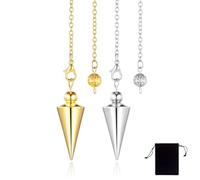 CJQRL 2 Pezzi Pendolo Egizio, Pendolo Radioestesia, Pendolo Esoterico Egizio in ottone Ramato per Radiestesia - Pendolino Radioestesia Egiziano - Magnetizzatore Sfidato Reiki(Argento+Oro