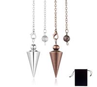 CJQRL 2 Pezzi Pendolo Egizio, Pendolo Radioestesia, Pendolo Esoterico Egizio in ottone Ramato per Radiestesia - Pendolino Radioestesia Egiziano - Magnetizzatore Sfidato Reiki(Argento + Bronzo