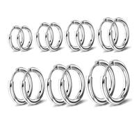 CJQRL 7 Paia Orecchini Cerchio, Orecchini Uomo Donne Cerchio, Orecchini Argent a cerchio per uomini e donne, leggeri, cartilagine, ipoallergenico, 8-20 mm, Acciaio Inossidabile Piccoli