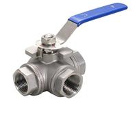 CJTWNBIO 1/4" 3/8" 1/2" 3/4" 1" -2" BSP NPT Female Full Port T L Port Tee 3 Ways 304 316 Stainless Steel Ball Valve(1/4",NPT_L Port)