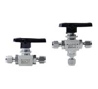 CJTWNBIO Valvola a Sfera in Acciaio Inossidabile 316 a Compressione Dritta a 3 Vie, 3000 psi, 3 6 8 10 12 mm, 1/8" 1/4" 3/8" 1/2"(Male NPT1l4-1l4 Comp,Tee)