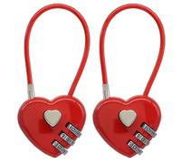 Cjueiom Confezione da 2 lucchetti a combinazione a forma di cuore rosso, codice resettabile a 3 cifre, per armadietti della palestra, scuola, viaggi, zaino, valigia e uso esterno, design sicuro e