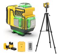 cjumel Livella Laser Autolivellante 4 X 360°, 4D 16 Linee Verde Livello Laser Professionale Multifunzionale Livella laser con 1.6 M Treppiede, Batteria 5400mAh, Telecomando