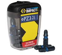 CK Tools T4560 PZ3D15 Blu Acciaio Impact Cacciavite Punta 25mm PZ3 Scatola Di 15