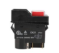 CK21 250V 16A 4Pin 5 Pin Impermeabile Elettromagnetico Sicurezza Interruttore a Pulsante Interruttori Magnetici per Metal Cutter Macchina per Smerigliatrice Otturatore Nero (5 Pins)