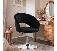Ckaff Poltrona girevole e regolabile in altezza, poltrona parrucchiera con schienale e braccioli per salone, pranzo e cucina, camera da letto e soggiorno, nero