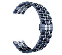 CKAKZTPTEV Cinturino for orologio in acciaio inossidabile da 22 mm e 20 mm, cinturino universale a sgancio rapido, estremità dritta e curva, cinturino di ricambio for orologio(Blue Silver,20mm)