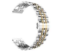 CKAKZTPTEV Cinturino for orologio in acciaio inossidabile da 22 mm e 20 mm, cinturino universale a sgancio rapido, estremità dritta e curva, cinturino di ricambio for orologio(Silver gold,22mm)