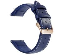 CKAKZTPTEV Genuine Leather Strap With Stainless Steel Buckle Quick Strap Change(Blue White Rose Gold,18mm)