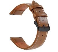 CKAKZTPTEV Genuine Leather Strap With Stainless Steel Buckle Quick Strap Change(Brown White Black,22mm)