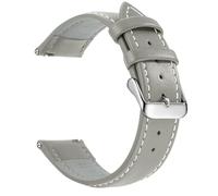 CKAKZTPTEV Genuine Leather Strap With Stainless Steel Buckle Quick Strap Change(Gray White Silver,22mm)