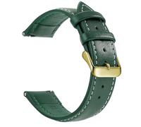 CKAKZTPTEV Genuine Leather Strap With Stainless Steel Buckle Quick Strap Change(Green White Gold,20mm)