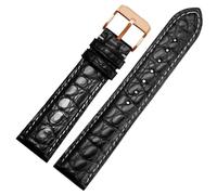 CKAKZTPTEV Leather Strap Replacement Strap Smart Watch Strap Unisex(A-black a-rose gold,21mm)