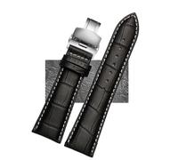 CKAKZTPTEV Quick Release Leather Watch Strap Replacement Bracelet Strap For Men And Women(Black white silver B,21mm)