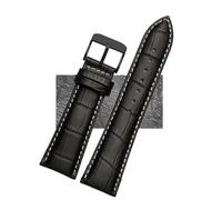 CKAKZTPTEV Quick Release Leather Watch Strap Replacement Bracelet Strap For Men And Women(Black white black A,21mm)