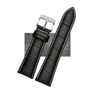 CKAKZTPTEV Quick Release Leather Watch Strap Replacement Bracelet Strap For Men And Women(Black white silver A,21mm)