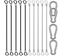 CKANDAY Confezione da 10 fascette di sicurezza in acciaio inox da 50 cm, con 4 clip a molla, cavo in filo di acciaio con passanti rivestiti in vinile, corda corta, cordino di sicurezza, 2 colori