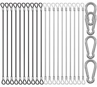 CKANDAY Confezione da 20 fascette in acciaio inox da 25 cm con 4 clip a molla, cavo in filo d'acciaio con passanti rivestiti in vinile, cordicella corta, 2 colori