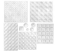 CKANDAY Confezione da 202 cuscinetti adesivi trasparenti, rotondi, quadrati sferici, autoadesivi per ammortizzare il suono, piedini in gomma trasparente per ante di armadi, cassetti, piani in vetro,