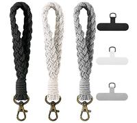 CKANDAY Confezione da 3 cinturini da polso per telefono in macramè, stile bohémien, realizzati a mano, portachiavi per smartphone, con cinturino universale, portachiavi con connettore, per donne e
