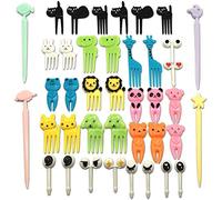 CKANDAY Set di 40 Simpatici animaletti di Frutta tagliatelle forchette, Mini Simpatico Cartone Animato stuzzicadenti Bastoncini di Decorazione per Bambini Festa Bento Lunch Box di panini antipasto