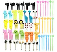 CKANDAY Set di 56 bellissimi plettri per frutta con animali, mini simpatici bastoncini per stuzzicadenti a forma di cartone animato decorazione per bambini feste bento pranzo antipasto pasticceria