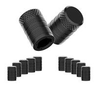 CKAuto - 10 tappi per valvole per pneumatici, colore nero, set di tappi per pneumatici in alluminio anodizzato, resistenti alla corrosione, universali per auto, camion, moto, SUV e biciclette
