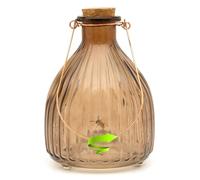 CKB LTD 1 grande trappola per vespe, in vetro a coste, design a bottiglia, con gancio in metallo, tradizionale, attraente, da appendere per insetti, interni ed esterni, giardino, controllo dei