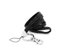 CKB LTD 1 x Bling ID Nero acrilico strass stile cordino da collo clip girevole in metallo