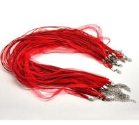 CKB Ltd - 20 cordini rossi in corda cerata e organza, con chiusura a moschettone - per collane fai da te
