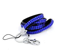CKB LTD 5 x Bling ID Blu acrilico strass stile cordino da collo clip girevole in metallo