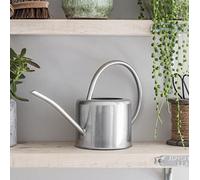 CKB LTD® Annaffiatoio da interni da 1,9 l, in acciaio zincato, per piante d'appartamento, design moderno in metallo con beccuccio stretto e manico alto (argento)