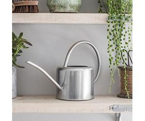 CKB LTD® Annaffiatoio da interni da 1,9 l, in acciaio zincato, per piante d'appartamento, design moderno in metallo con beccuccio stretto e manico alto (argento)