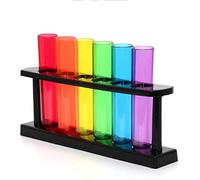CKB LTD - Bar Amigos - Set di bicchieri per liquore a forma di fiale da laboratorio, in plastica, con supporto, colori: lilla/blu/verde/giallo/arancione/rosso