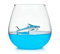 CKB LTD Bicchieri da vino grandi da 500 ml con squalo in un bicchiere - Ideali per acqua, whisky, succhi d'arancia - Bicchiere singolo singolo unico per bere regalo 1 pezzo