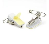 CKB Ltd® - Confezione da 100 clip autoadesive con clip a coccodrillo e spilla di sicurezza, ideali da attaccare direttamente su badge d'identità e porta carte di visita in plastica, multiuso