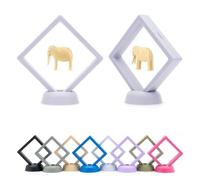 CKB LTD Confezione da 5 cornici galleggianti 3D per esporre gioielli, pietre preziose, monete da collezione e oggetti artigianali per hobby (bianco) 9 cm x 9 cm x 2 cm (medio)