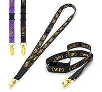CKB LTD Cordini VIP nero Breakaway cordino di sicurezza da collo girevole color oro clip in metallo per porta carte d'identità, design a sgancio rapido, confezione da 10