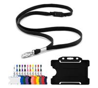 CKB LTD Cordino con porta carte di credito, include 1 cordino di sicurezza ecologico in RPET con clip in metallo e 1 badge identificativo biodegradabile in plastica rigida su un lato abbinato (nero)
