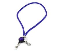 CKB LTD Cordino da collo viola con strass glitterati, con clip in metallo girevole e clip retrattile per badge identificativo, 1 pezzo
